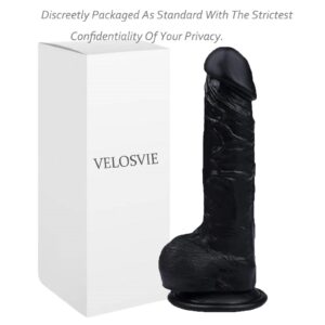 Dildo, Black Dildos, Sex Toy, 8.5 Inch Ultra Soft Lifelike Silicone Anal Dildo with Strong Suction Cup, G Spot Stimulator Adult Sexy Toys for Women Men Couple Sexual Pleasure Tools for Women, Black