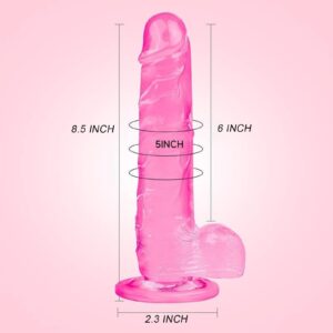 Dildo, Pink Dildo, Sexy Toys, Adult Toys, 8.5" Ultra Soft Lifelike Silicone Big Thick Dildo for Women with Strong Suction Cup G Spot Stimulator Adult Anal Toy Toys for Women or Beginer Sexual,Pink