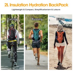 Lightweight Hydration Backpack, Running Backpack with 2L Water Bladder, Hydro Water Daypack for Cycling Hiking Rave for Men Women