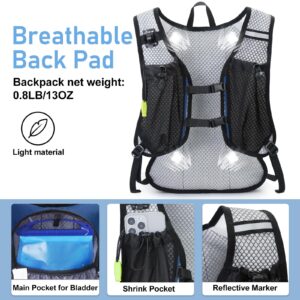 Lightweight Hydration Backpack, Running Backpack with 2L Water Bladder, Hydro Water Daypack for Cycling Hiking Rave for Men Women