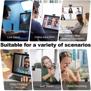 QEBIDUM Computer Camera PC Webcam Full HD 1080p 360 Degrees Wide Angle 30fps Video USB Web Cam with Microphone for Mac Laptop Desktop Conferencing Chatting and Live Streaming