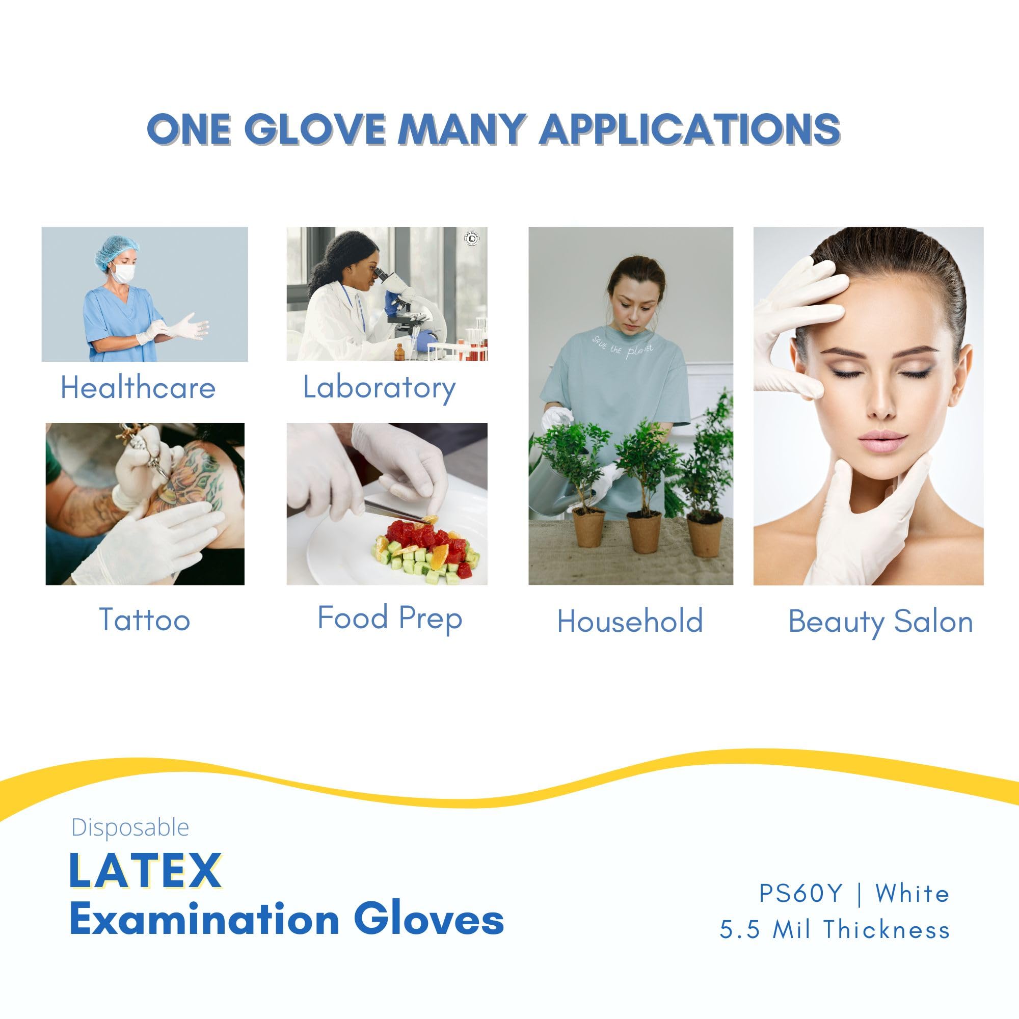 TRICARE MEDICAL Latex Exam Gloves, Disposable, Powder free, 5.5 mil, Medium duty, Natural White, Box of 100 (Large)