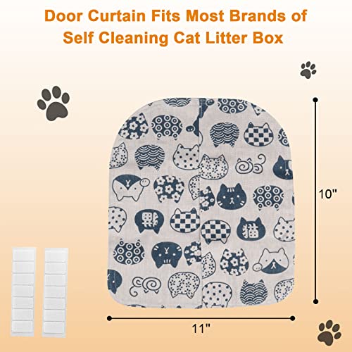 Ligebul Litter Box Curtain Cat Litter Box Door Flap Self Cleaning Litter Box Door Curtain Automatic Cat Litter Box Curtain (White Cat Square)