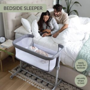 3 in 1 Baby Bassinet, Bedside Sleeper, & Playpen, Easy Folding Portable Crib (Grey)- KoolaBaby (Mesh Bassinet)