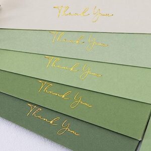 Crisky Shade of Sage Green Thank You Cards (50 Pack) with Craft Envelopes & Stickers Printable Greeting Cards Bulk for Birthday, Baby Shower,Bridal Shower, Wedding, Graduation.