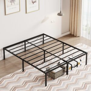 Mavesmog Full Size Bed Frame 18 inch High Metal Platform Heavy Duty Bed Frame Full Sturdy Steel Slat Support Foundation Full Bed Frames, No Box Spring Needed, Under Bed Storage, Easy Assembly