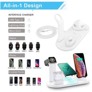 Wirless Charger 4 in 1 Multifunction Chargers 15w Fast 6 in 1 Charging Dock for AirPods Watch Phone iPhone 14/13/12/11/pro/pro max/X/Xmax (Black)