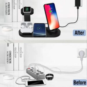 Wirless Charger 4 in 1 Multifunction Chargers 15w Fast 6 in 1 Charging Dock for AirPods Watch Phone iPhone 14/13/12/11/pro/pro max/X/Xmax (Black)