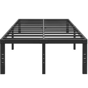 hobinche 18 inch metal bed frame queen size no box spring needed - easy assembly heavy duty noise free narrow bedframes - double black basic steel slats platform with storage