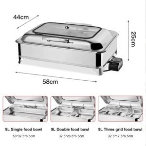 9l Food Warmer for Party Buffet, Electric Chafing Dish with Temperature Control, Stainless Steel Dish for Parties, Buffet Equipment for Restaurant(Size:1/2)