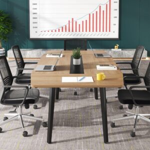 Tribesigns 6FT Conference Table, 70.86L x 35.43W x 29.52H Inches Boat Shaped Meeting Table, Modern Seminar Table for Office Meeting Conference Room (Light Wood Grain, 6ft)