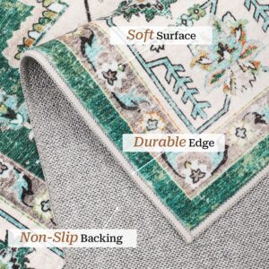 zesthome 6x9 Area Rugs, Machine Washable Rugs for Living Room, Bedroom,Stain Resistant Vintage Large Area Rug,Non-Slip Medallion Pattern Home Decor Rugs (Green,6'x9')