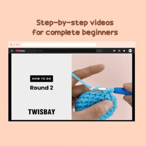 TWISBAY Crochet Kit for Beginners with Crochet Yarn - Triceratops Dinosaur Amigurumi Crochet Kit with Step-by-Step Video Tutorials for Adults and Kids