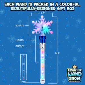 IPIDIPI TOYS Snowflake Wand, Spinning Light Up Wands for Kids - Princess Wands for Little Girls, Magic Wand Toy, Pretend Play Fairy Wand, Sensory Toys for Autistic Children, 4th of July Toys (2 Pack)