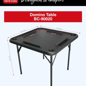 Bene Casa Black Domino Table, Premium Domino and Game Table/Professional-Grade Gaming Table, 38”x38” Table. Mesa de Domino Professional, Color Negro.