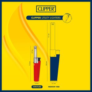 Clipper - Mini Tube Reusable Lighter - Refillable Candle Lighters with Extended Wand and Adjustable Flame - Great Lighters for Candle, BBQ, Firepits, and Use in The Outdoors - 3 Pack - Gradient