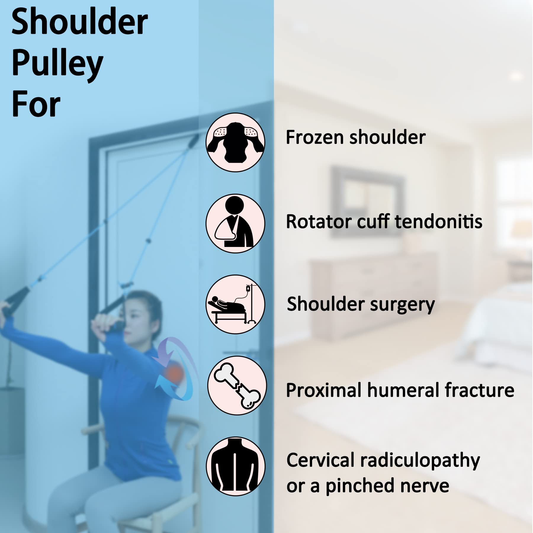 Shoulder Pulley, Pulleys for Shoulder Rehab Over Door, Exercise Pulley for Physical Therapy, Over The Door Physical Therapy System