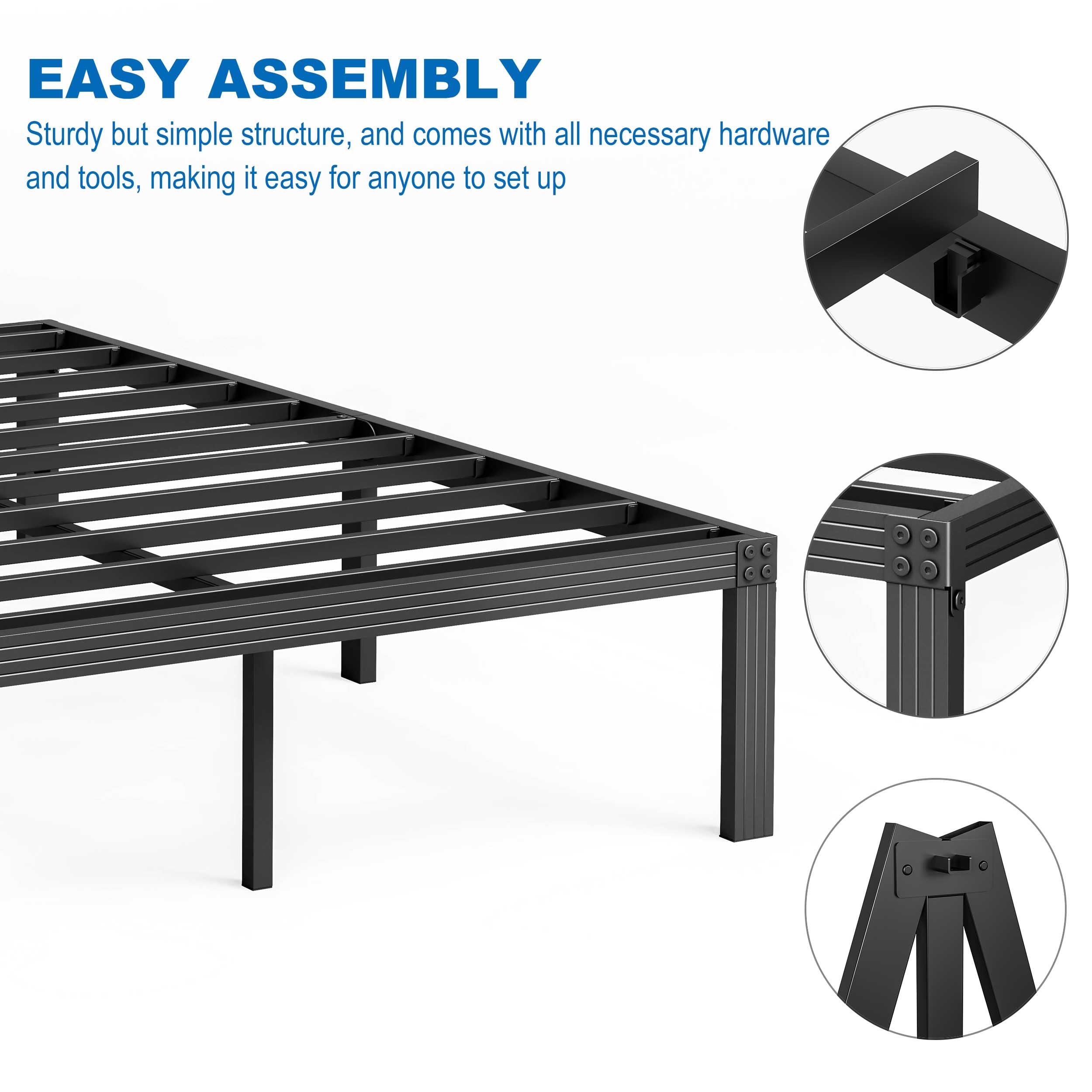 Uliesc Twin Size Bed Frame, 14 Inch High Sleek and Durable Metal Bed Frame, No Box Spring Needed Platform, Heavy Duty Steel Slats with 2000 lbs Support, Easy Assembly, Noise-Free—Matte Black