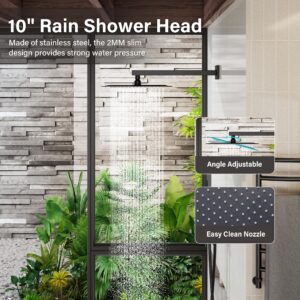 Gabrylly Shower System, Black Shower Faucet Set with 10" Rain Shower head and Handle Set, All Metal Shower Heads with Handheld Spray Combo, Wall Mounted Shower Fixtures with Shower Valve, Matte Black