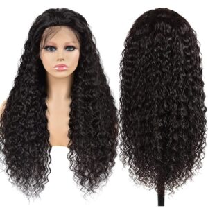 Alimog Water Wave Lace Front Wig, 100% Human Hair, Natural Color, 180 Density, 22-22.5 Inch Cap, Can Be Dyed and Curled