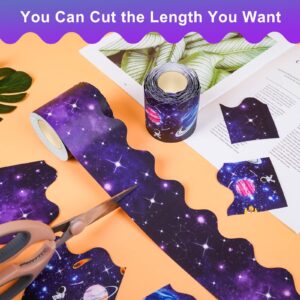 2 Rolls Bulletin Board Borders,100 ft Galaxy Scalloped Borders Trim for Bulletin Boards, Desks, Lockers, Home, School or Classroom Decor (Starry Sky and Outer Space)