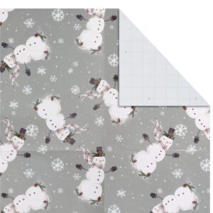 Hallmark Christmas Flat Wrapping Paper Sheets with Cutlines on Reverse (12 Folded Sheets with Sticker Gift Tags) Metallic Gold, Sage Green, Black, Rustic Snowmen, Snowflakes, Tis the Season"