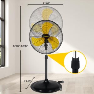 VENTISOL 20 Inch High Velocity Pedestal Fan 4,850CFM Oscillating Stand Up Fan, 3-Speed Heavy-duty Pedestal Fan for Commercial, Residential,Industrial,Shop,Warehouse,Worksites,Gym,Garage