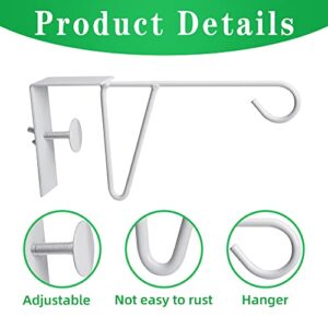 moonoom 2 Pack Adjustable Vinyl Fence Hooks,5 x 10 Inches Durable White Patio Hooks Coated Steel Fence Hangers for Hanging Flower Baskets, Wind Chimes, Planters, Lights (2pcs White)