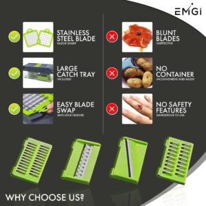 EmGi 15 in 1 Vegetable Chopper, Elite Onion Chopper, Multifunctional Food Chopper, Kitchen Vegetable Slicer Dicer Cutter,Veggie Chopper With 8 Blades,Carrot and Garlic Chopper With Container