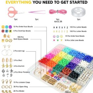 Dowsabel Clay Beads Bracelet Making Kit for Beginner, 5000 Pcs Preppy Polymer Clay Beads with Charms Kit for Jewelry Making, DIY Arts and Crafts Birthday Gifts Toys for Kids Age 6-13