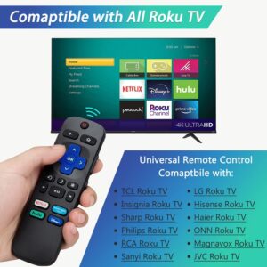 Universal TV Remote for All Roku TV with Luminous Protective Case,Replacement for TCL Roku/for Hisense Roku/for Sharp Roku TV,TV Remote with Netflix Disney+/Hulu/Prime Video