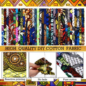 Mixweer 40 Pcs African Cotton Fabric Square No Repeat Quilting Fabrics Bundles African Wax Fabric Cotton Ankara Fat Quarters for DIY Sewing Cloths Handmade Accessories (20 x 16 Inch)