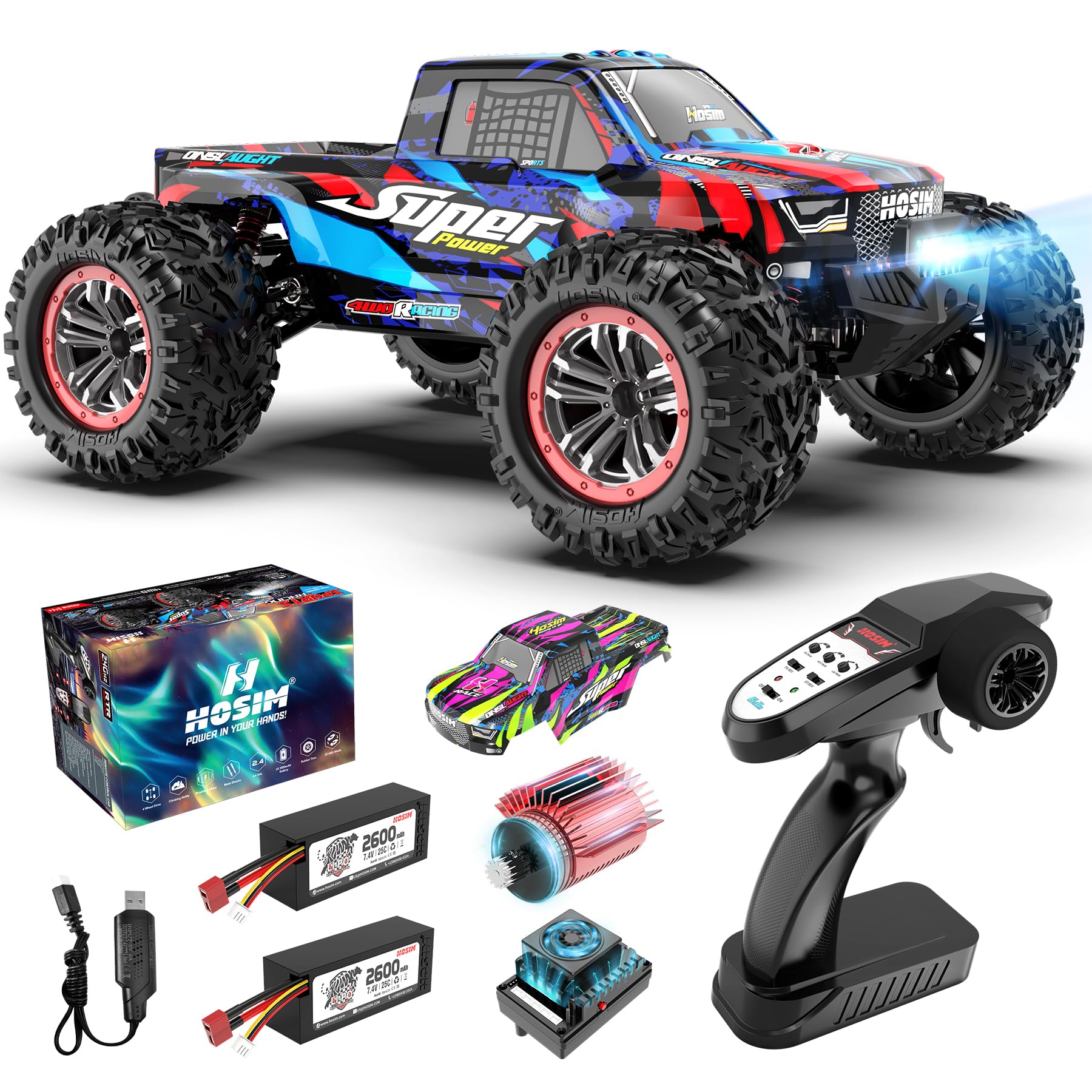 Hosim 1:10 68+ KMH Brushless RC Cars for Adults, High Speed Remote Control Car Boys, 4X4 All Terrains Waterproof Off Road Hobby Grade Large Fast Racing Buggy Toy Gift Monster Trucks