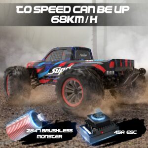 Hosim 1:10 68+ KMH Brushless RC Cars for Adults, High Speed Remote Control Car Boys, 4X4 All Terrains Waterproof Off Road Hobby Grade Large Fast Racing Buggy Toy Gift Monster Trucks