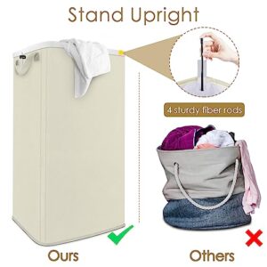 SNIGJAT Extra Large Laundry Hamper 100L, Tall Laundry Basket with Sturdy Handles, Dirty Clothes Basket for Bedroom, Large Basket, Sturdy Storage Basket for Clothes Toys Beige