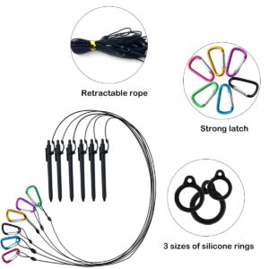 GSYUWIH 6 Sets 24 Inche Pen Silicone Lanyard Holder,Pen Leash with Silicone Circles and Metal Carabiner,Retractable Pen Holder with 3 Sizes of Silicone Ring Suitable for Offices,Classrooms,Buildings