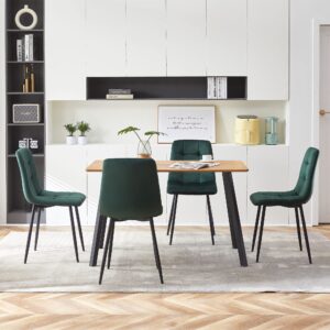 Homedot Modern Dining Table Set for 4,5-Pieces Dining Room Set,49" Rectangle Table Stable & 4 Upholstered Velvet Dining Chair High-Back with Durable Metal Legs for Kitchen,Dining Hall