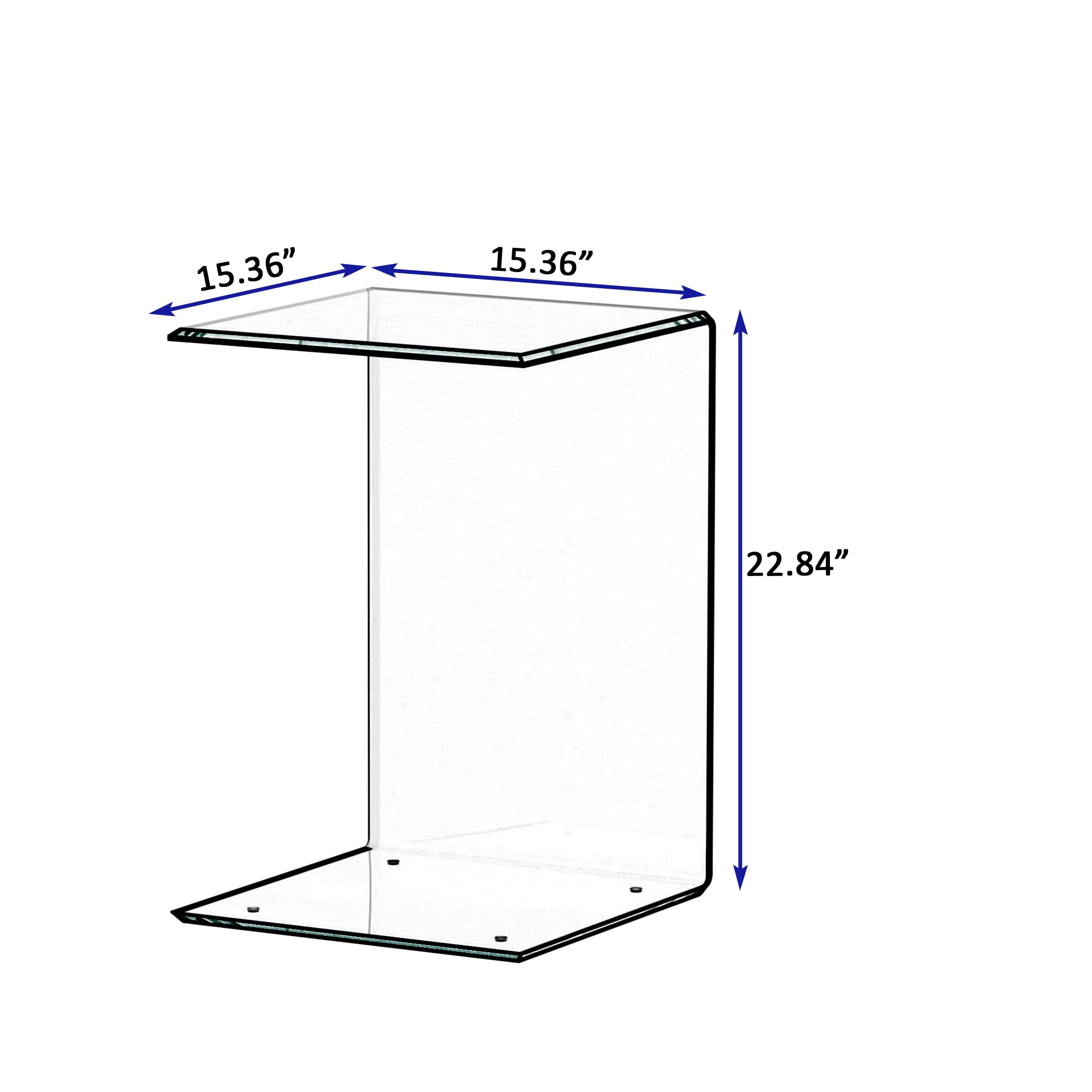 GSSDEE Tempered Glass End Table, Sofa Side Table Clear C-Shape Design for Living Room, Versatile Nightstand with Smooth Edges