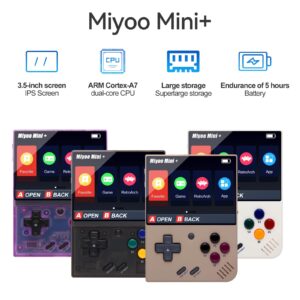 Miyoo Mini Plus Handheld Game Console with Storage Bag, 3.5 Inch Open Source Retro Game Console, Built in 64G TF Card & 10000+ Classic Games, Support WiFi