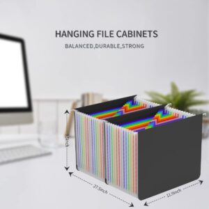 Plastic Expanding Hanging File Folders Letter Size,26 Expandable Pockets,Colored Alphabetical A-Z Tabs,Innovative Accordion Hanging Folder for Filing Cabinet,Fun Storage Office Supplies,Black Rainbow