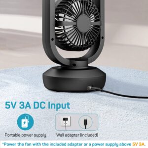 Dr. Prepare Small Tower Fan Oscillating Table Fans with 270° Tilt, 105° Oscillating, 3 Speeds and 3 Auto-Off Timer, Portable USB Desk Fan for Bedroom Office Home Desk, Powerful Airflow 15 Inch