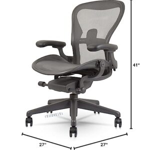 Herman Miller Aeron Chair Remastered -Tension Control/Tilt Limiter/Height Adjustable Arms/Lumbar Support Size B (Medium)-Open Box Repackeged.