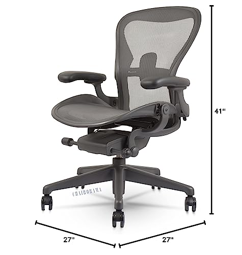 Herman Miller Aeron Chair Remastered -Tension Control/Tilt Limiter/Height Adjustable Arms/Lumbar Support Size B (Medium)-Open Box Repackeged.