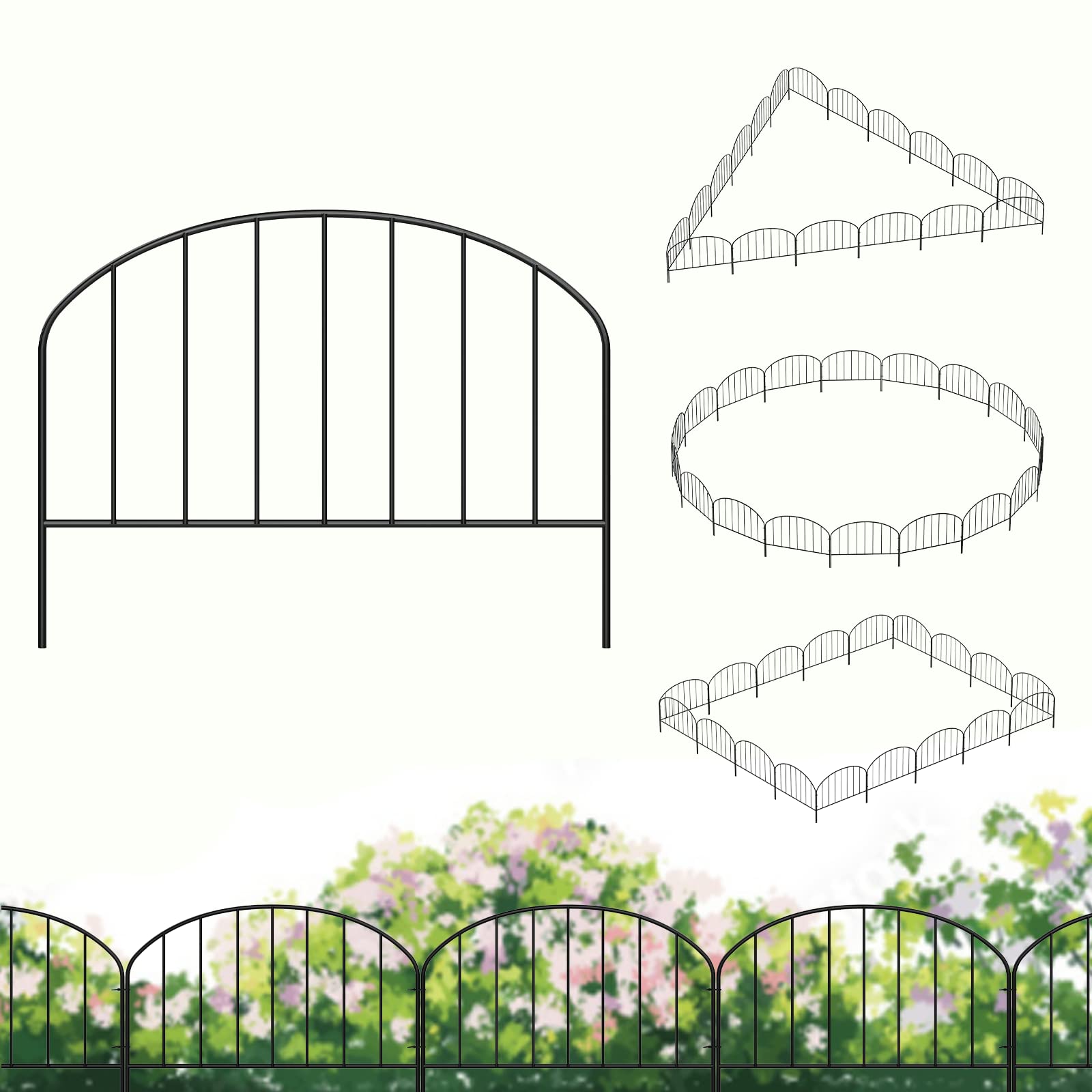 18 Panels Small Decorative Garden Fence Border, Garden Fence Animal Barrier 12.4"(H) x 24.5ft(L), Landscape Fencing for Lawn Front Yard, Tree Fence Flower Bed Fence Metal Fence Border