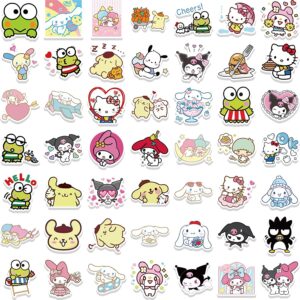 100Pcs Cute Stickers Pack Hello Kitty Stickers MyMelody&Kurom Stickers Cinnamoroll Pompompurin Keroppi Pochaco Stickers Decals Assorteds Kawaii Sticker Gifts for Kids Teens Girls Adults