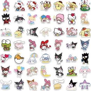 100Pcs Cute Stickers Pack Hello Kitty Stickers MyMelody&Kurom Stickers Cinnamoroll Pompompurin Keroppi Pochaco Stickers Decals Assorteds Kawaii Sticker Gifts for Kids Teens Girls Adults