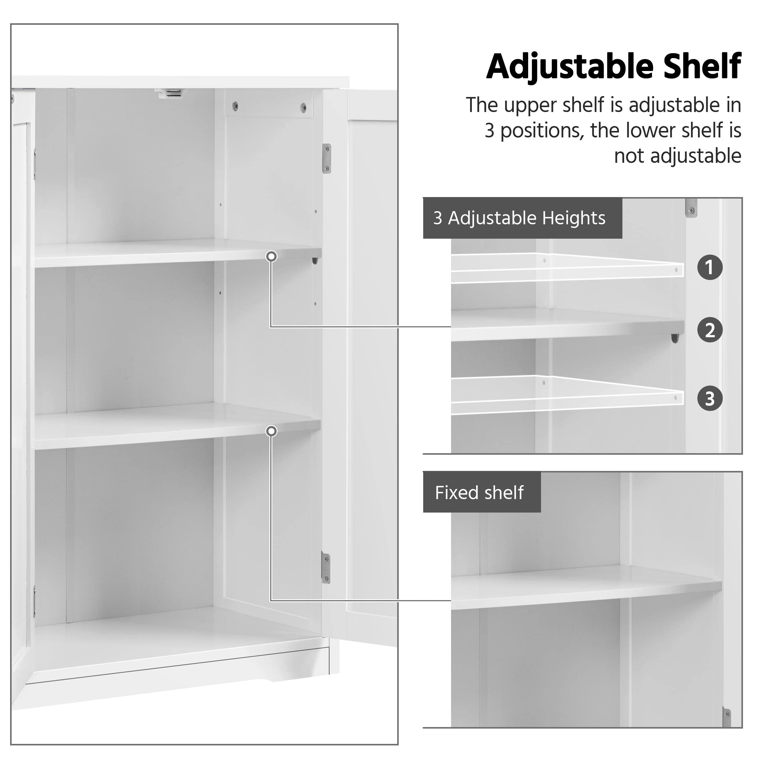 Yaheetech Wooden Bathroom Floor Cabinet, Side Storage Organizer Cabinet with 4 Drawers & Double Doors, Freestanding Entryway Storage Unit Console Table, Bathroom Furniture Home Decor, White