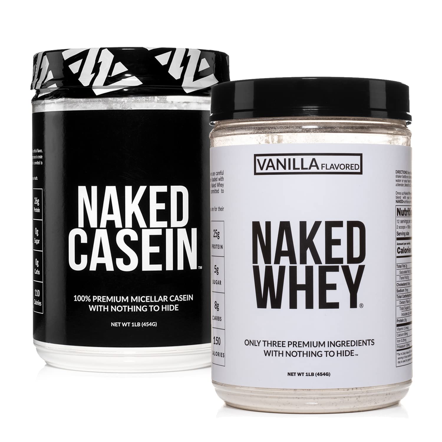 NAKED Grass Fed Protein Bundle: 1LB Casein and 1LB Vanilla Whey