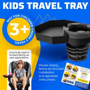 Kids Travel Tray – Car Seat and Car Cup Holder Tray - Tray for Snacks, Entertainment, Toys – Includes Cup Holder – Fits Most Car Seats