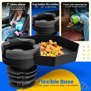 Kids Travel Tray – Car Seat and Car Cup Holder Tray - Tray for Snacks, Entertainment, Toys – Includes Cup Holder – Fits Most Car Seats